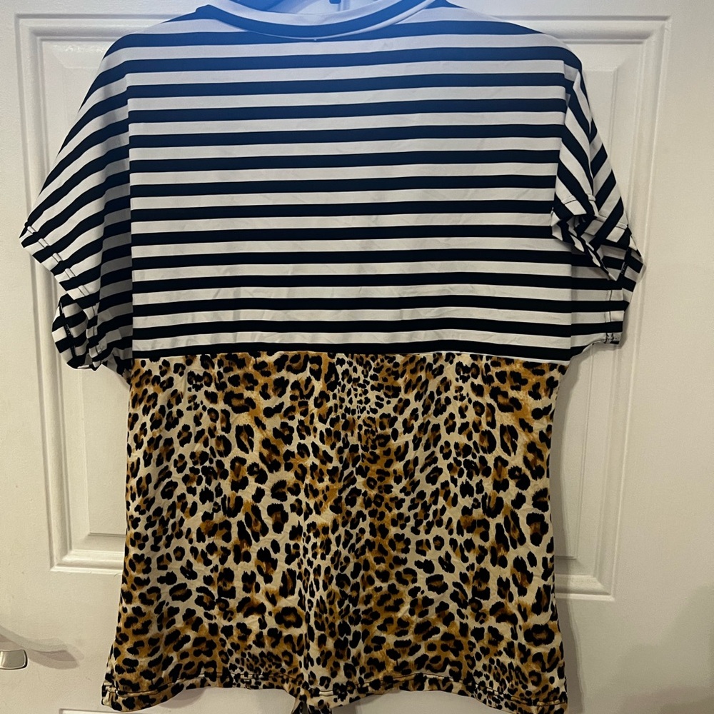Leopard Print and Stripes Shirt